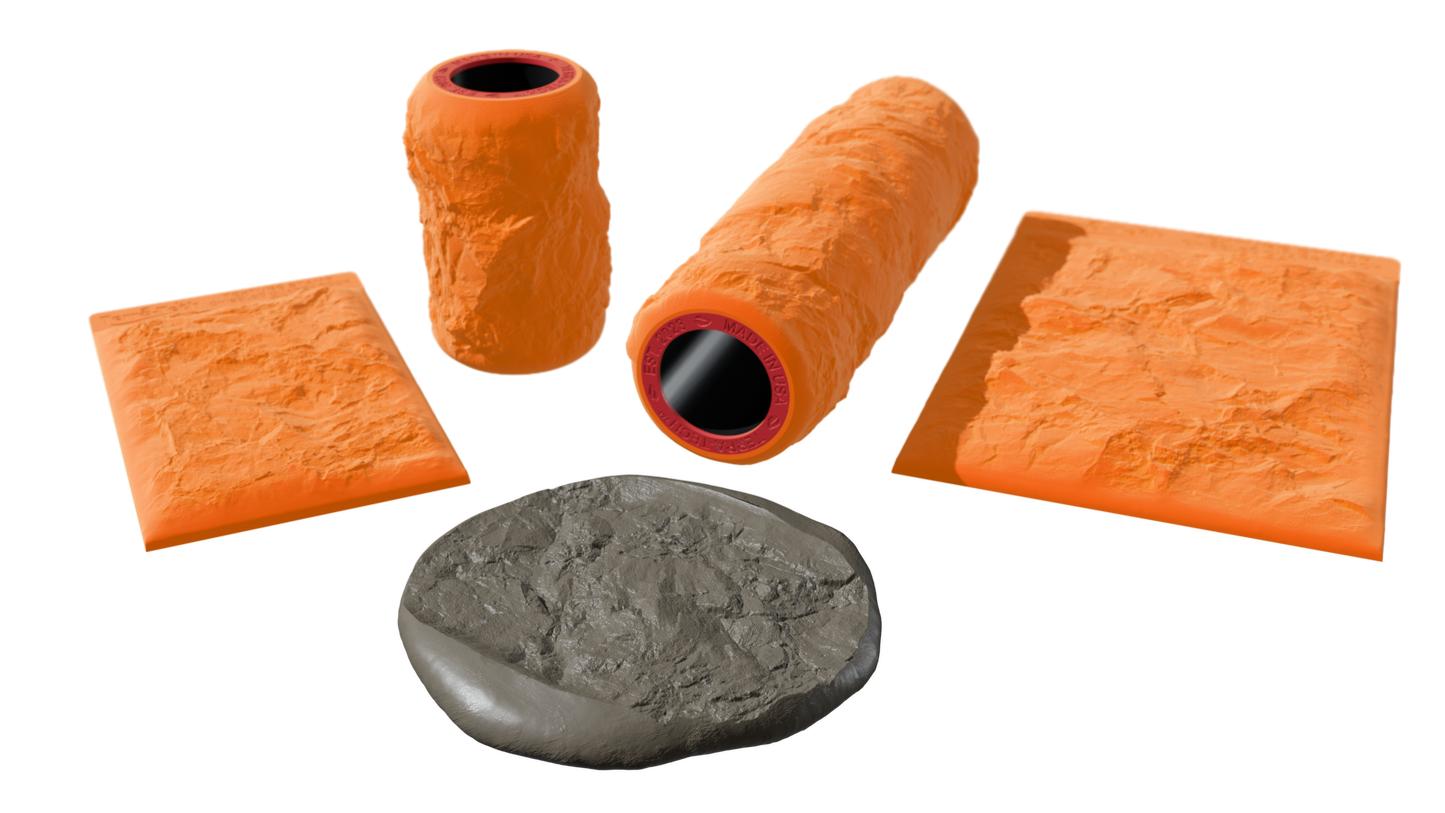 Terra-Tech™ CHISELED QUARRY ROCK — Silicone Texture Rollers & Stamps