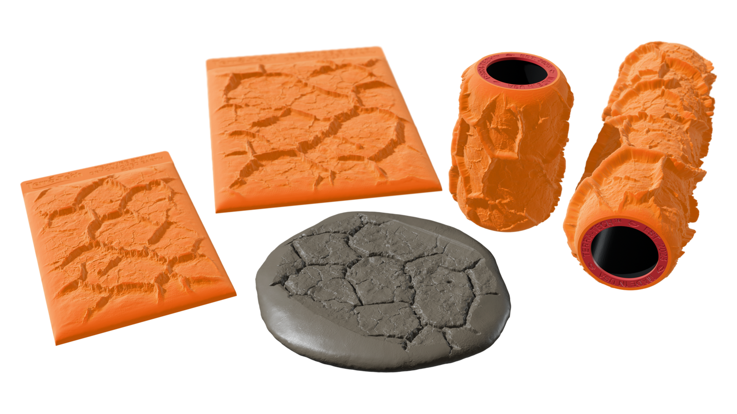 Terra-Tech™ DRY CRACKED EARTH — Silicone Texture Rollers & Stamps